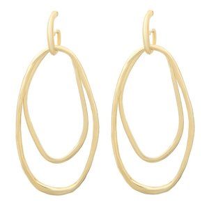 Gold Irregular Oval Drop Earrings